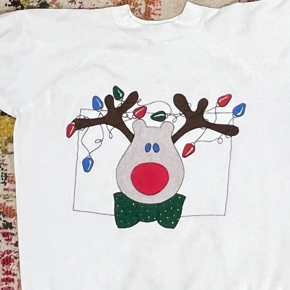 Rudolph The Red Nose Reindeer Christmas Xmas Ugly 1980s Sweatshirt - Picture 2 of 3